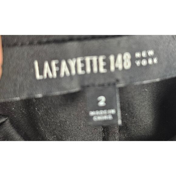 Lafayette 148 black lace half sleeve accent black button front euc work shirt 2 - Picture 3 of 6